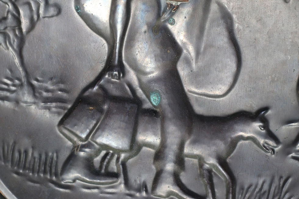 縮圖：Preloved Vintage Embossed Brass Wall Plate, The Swagman Display Plate