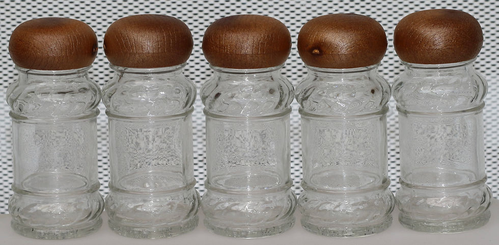 Μικρογραφία: Preloved Vintage Glass Spice Bottles, Set of Five Spice Jars