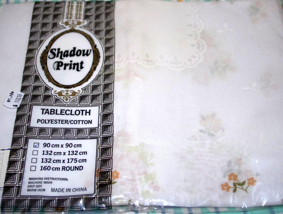 Μικρογραφία: Preloved Shadow Print Floral tablecloth in original packaging.