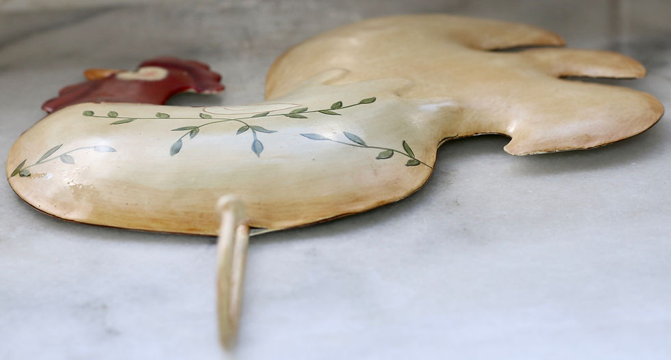 Μικρογραφία: Preloved vintage Russ Berrie hand-painted folk art rooster wall hook