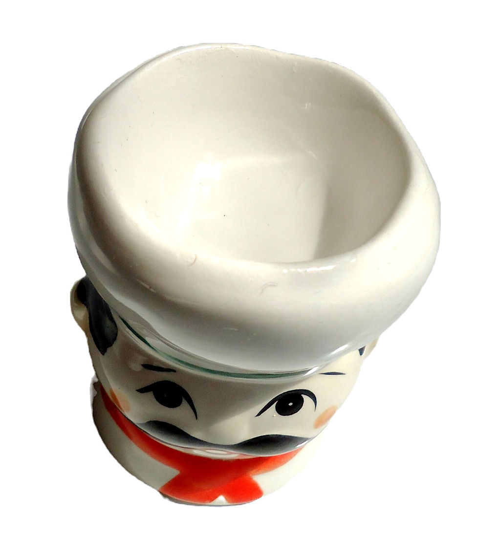 Thumbnail: Preloved Ceramic Chef egg cup, Cook Egg Cup