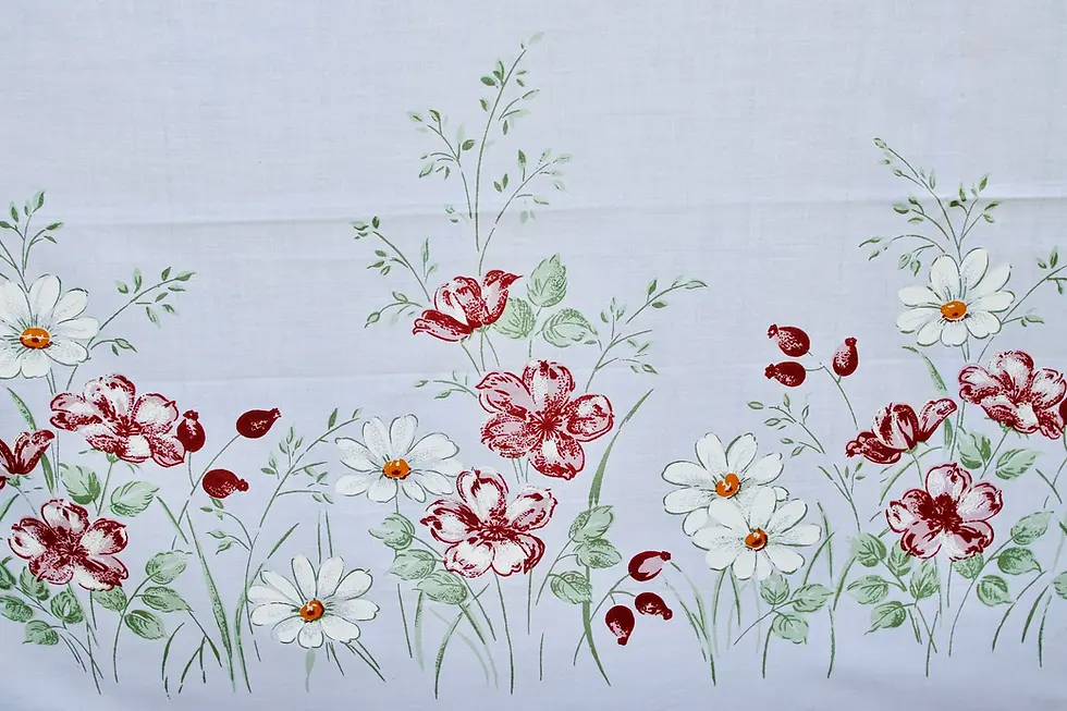 Miniatura: Preloved Printed Tablecloth, Floral Tablecloth, Flower Tablecloth