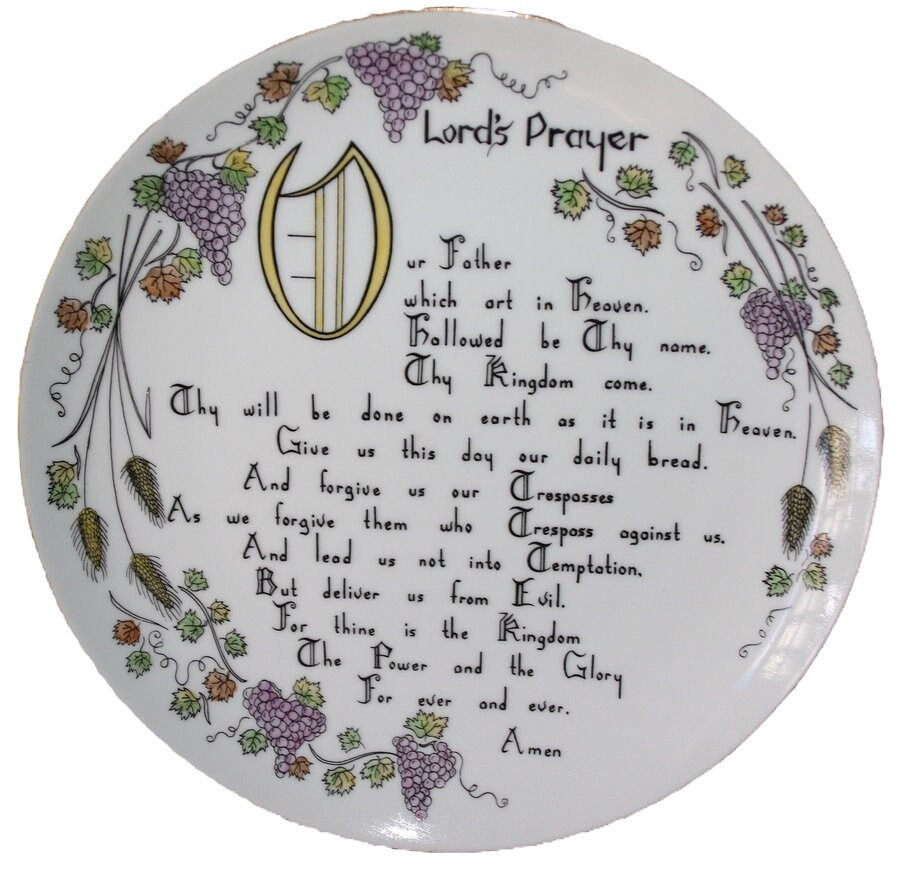 Preloved Lord's Prayer Plate, God, Prayer Wall, Religious Wall Plate