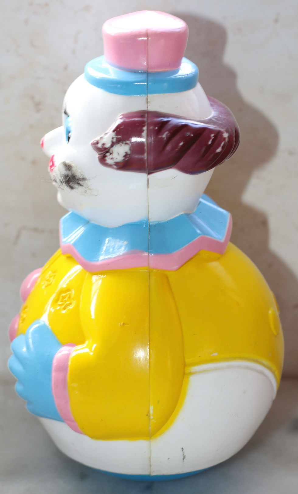 Thumbnail: Preloved Roly Poly clown toy with chime, Wobble Toy, Clown Toy With Chim