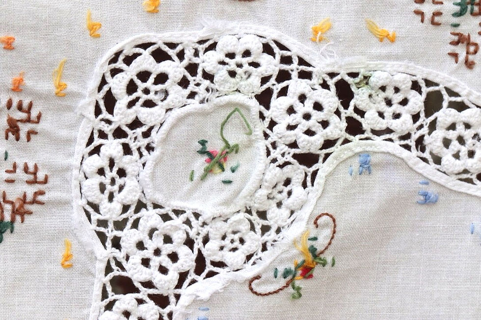 Miniatura: Preloved Embroidery Tablecloth, Embroidered Floral Tablecloth