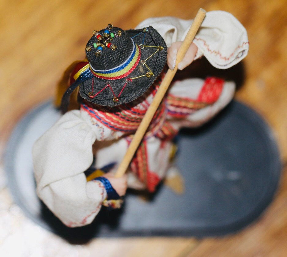 Thumbnail: Preloved Romania Doll on a stand