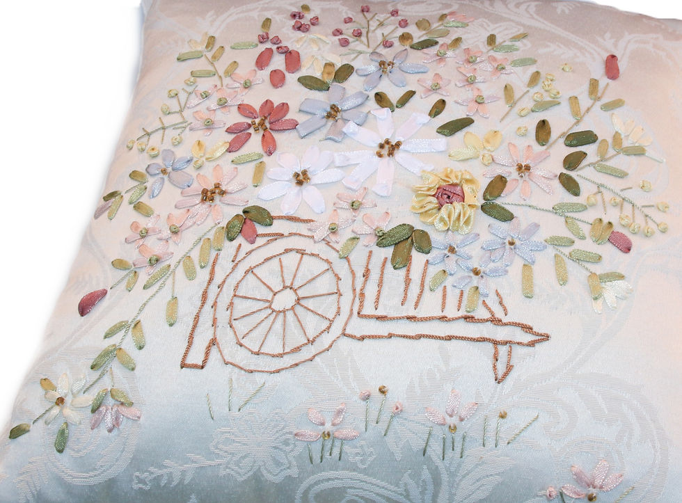 縮圖：Preloved Ribbon Embroidery Cushion