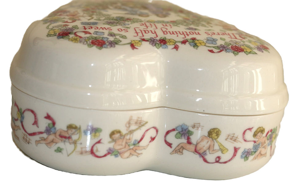 Thumbnail: Preloved Heart Ceramic Trinket Box, Wedgwood Valentine's Day 1981
