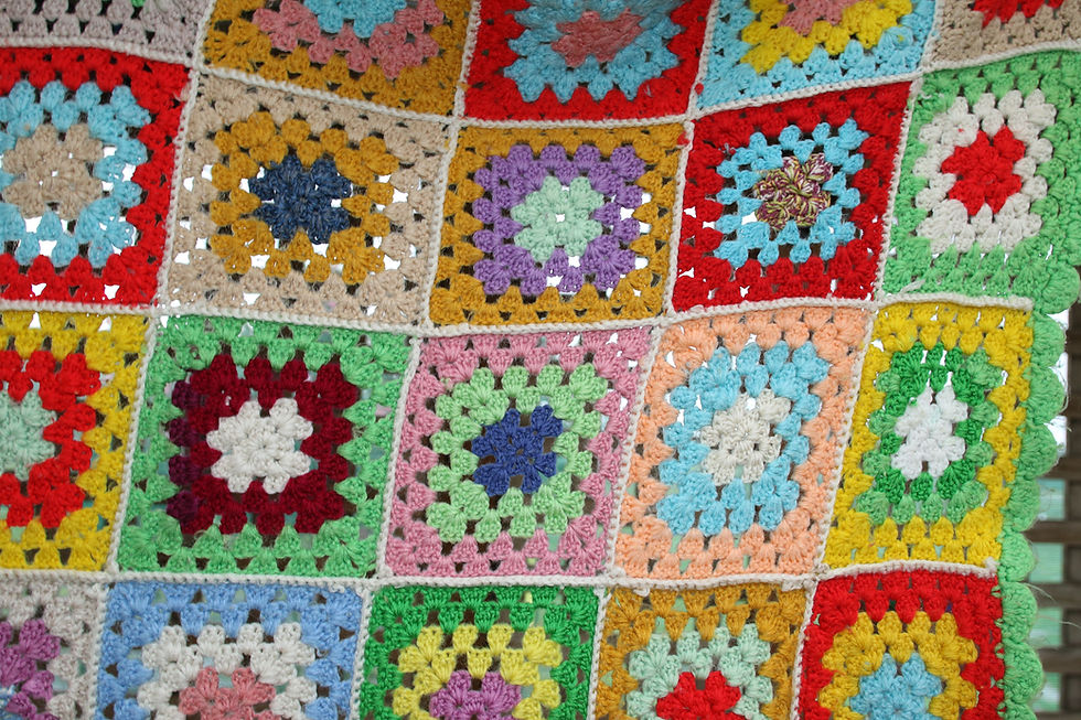 Miniaturbild: Preloved Handmade Crochet Knee Rug, Granny Blanket