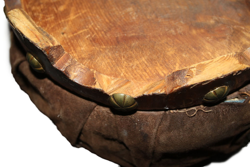Миниатюра: Preloved Vintage Suede and Wood Footstool