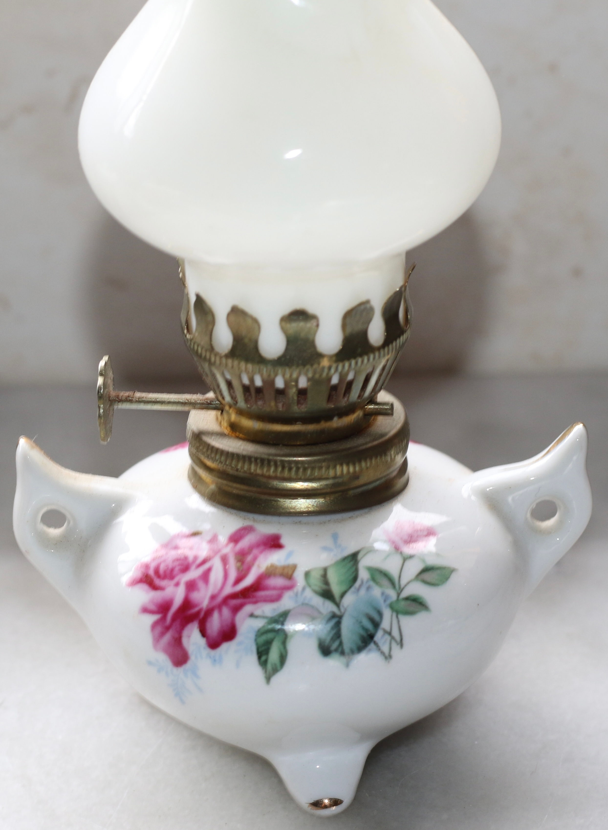 Preloved Ceramic and glass lamp, Glass Oil Lamp