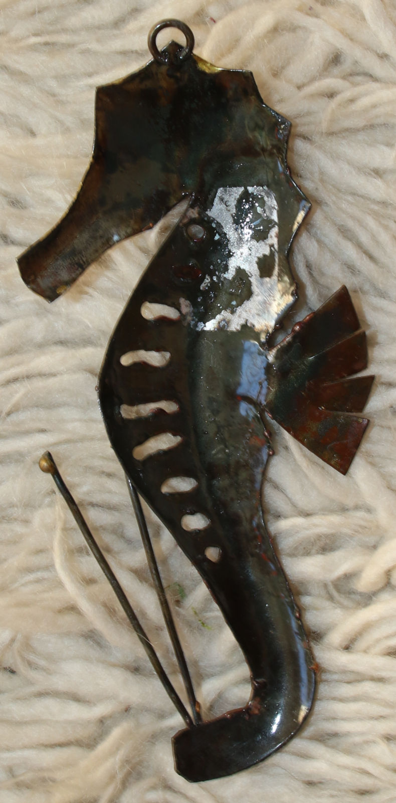 Thumbnail: Preloved Vintage Metal Sea Horse Decoration