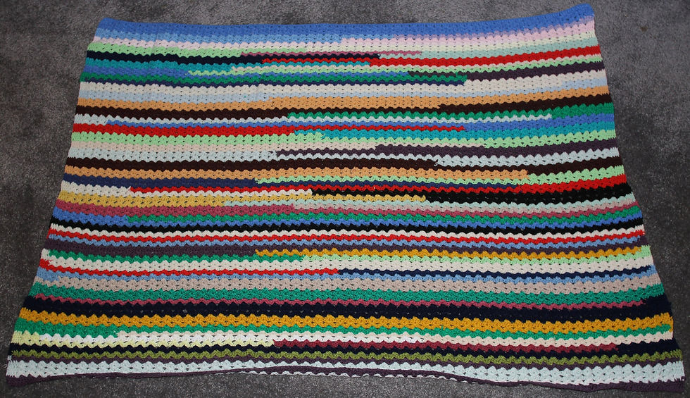 Miniatura: Preloved Handmade Crochet Knee Rug, Granny Blanket