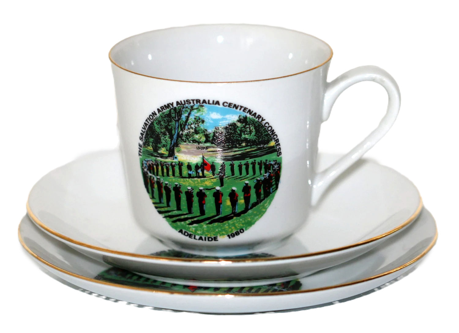 God , Salvation Army Australia Centenary Congress cup, saucer and bread plate