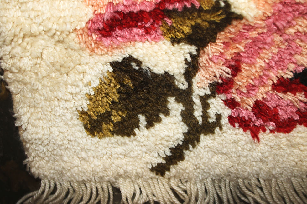Thumbnail: Preloved Floral Rose Latch Hook Display Rug Wall Hanging