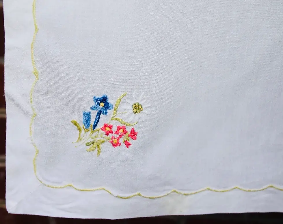 Preloved Embroidery Tablecloth, Embroidered Tablecloth, Floral Tableclot