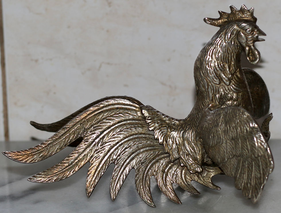 Thumbnail: Reserved Preloved Vintage  rooster, Metal Fighting Rooster.