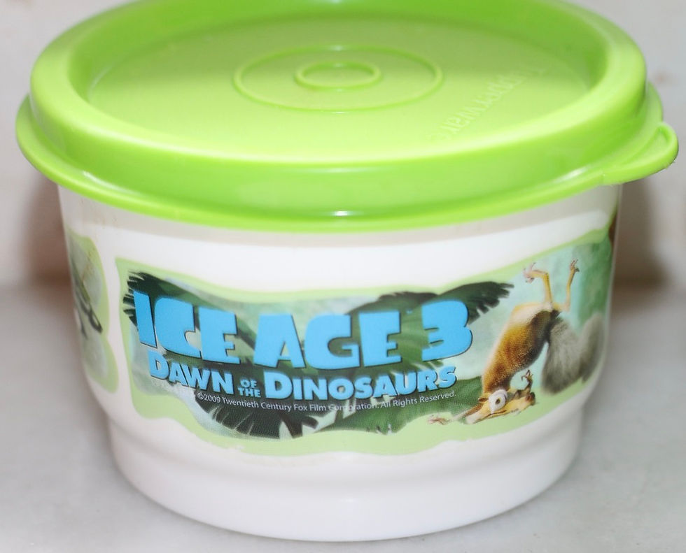 Miniature : Preloved Tupperware 4-ounce snack cups with the Ice Age 3 movie design