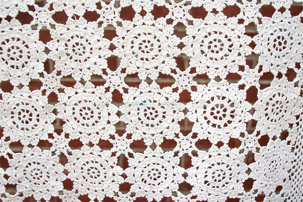 Μικρογραφία: Preloved Crochet Lace tablecloth, Crochet Tablecloth, Square Tablecloth