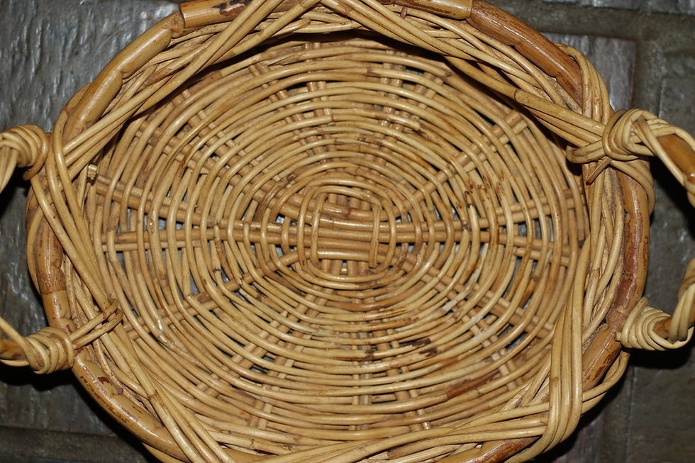 Thumbnail: Preloved Small Cane Basket, Wicker Basket