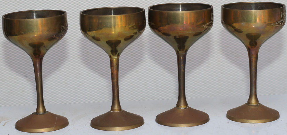 Miniature : Preloved Pair of Vintage Brass Wine Chalices, Brass Goblets