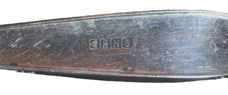 Thumbnail: Preloved Vintage EPNS baby spoon and pusher, Silver Baby Cutlery
