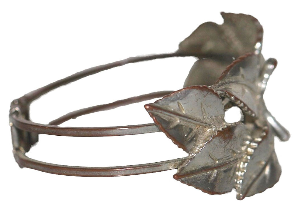 Μικρογραφία: Preloved Vintage Metal hinged floral bracelet
