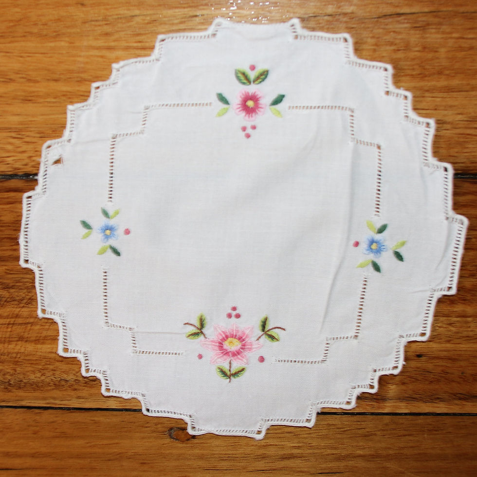 Thumbnail: Preloved Embroidered Floral Doily