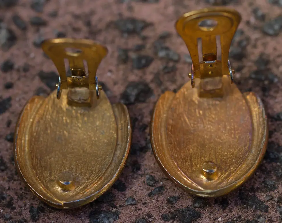 縮圖：Preloved Clip on metal and enamel earrings