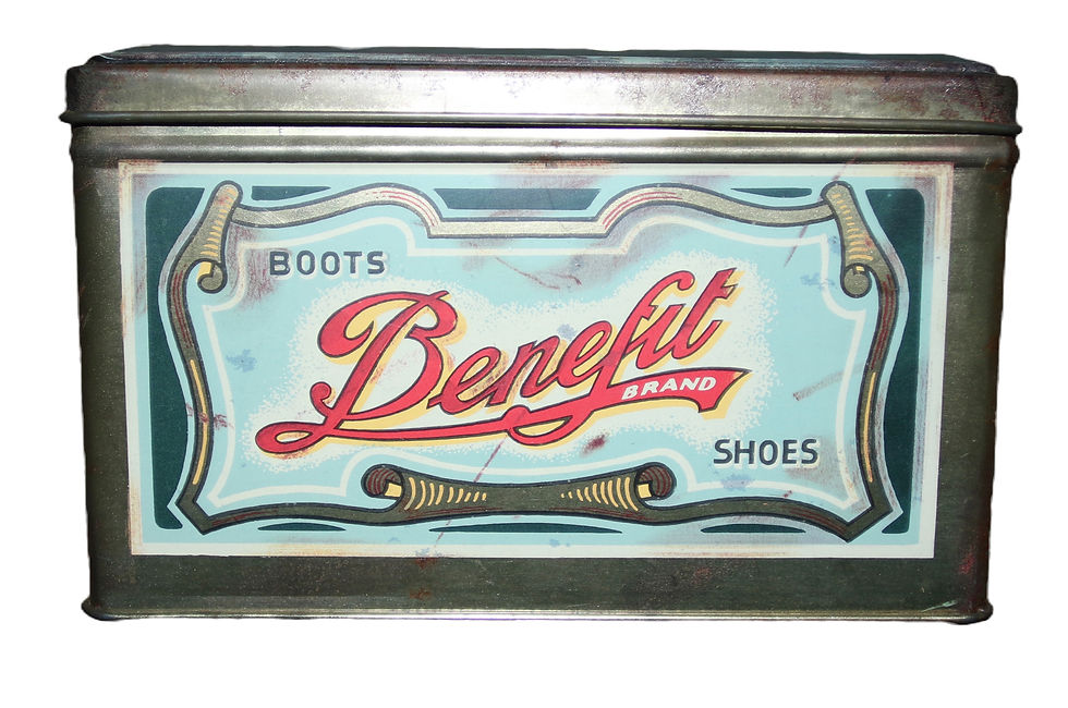 Miniatura: Preloved Public Benefit Boot Company Tin, Vintage Tin