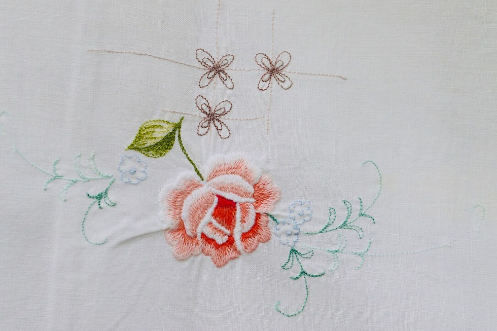 Miniatura: Vintage Embroidered pillowcase with ruffled edges