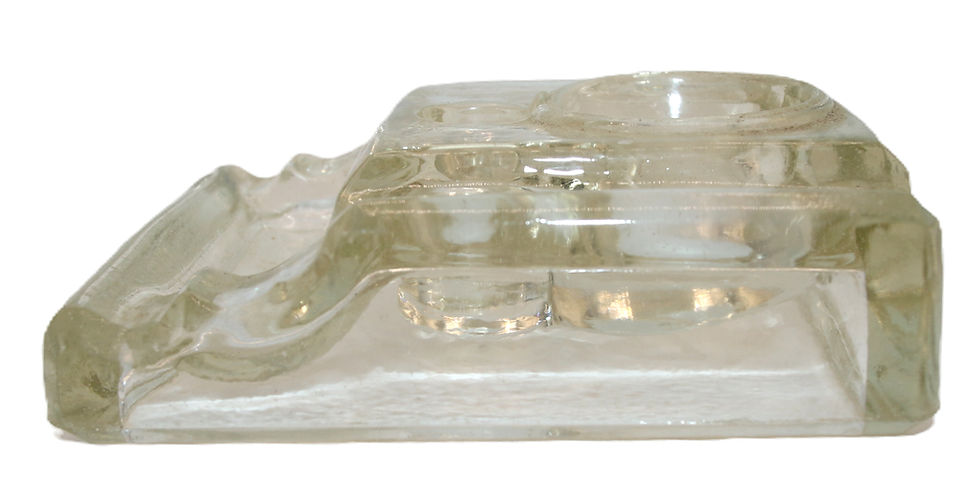 Miniatura: Preloved Vintage  Single thick glass inkwell and pen holder