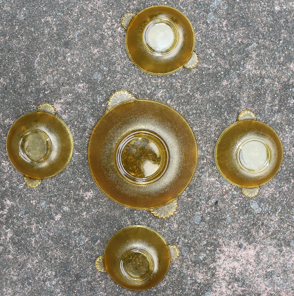 Miniaturbild: Amber Coloured Glass Bowl and Dish Set , Amber Coloured Glass Serving Bowl