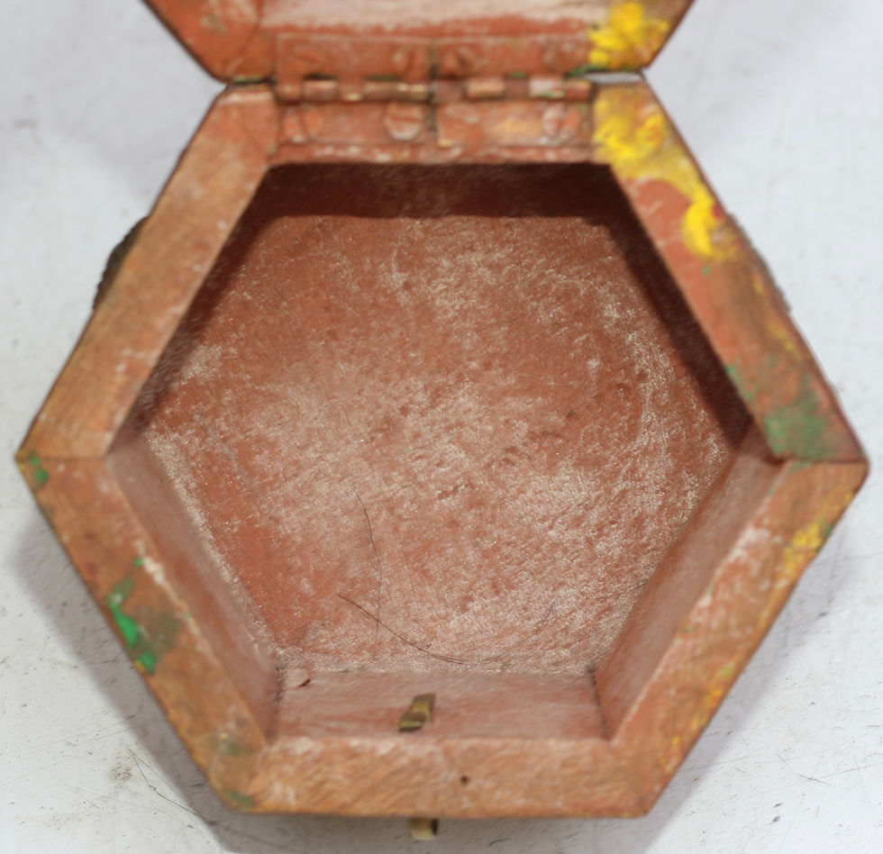 Thumbnail: Preloved Small Wooden Box with Brass Decorations