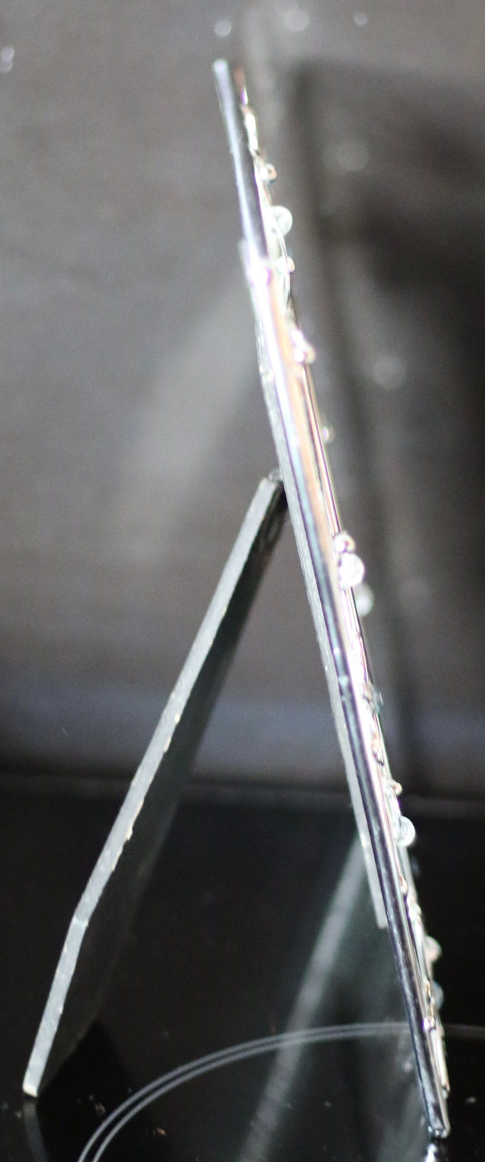 Miniatura: Preloved silver-toned glass photo frame featuring floral and vine accents