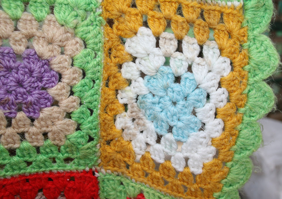Μικρογραφία: Preloved Handmade Crochet Knee Rug, Granny Blanket