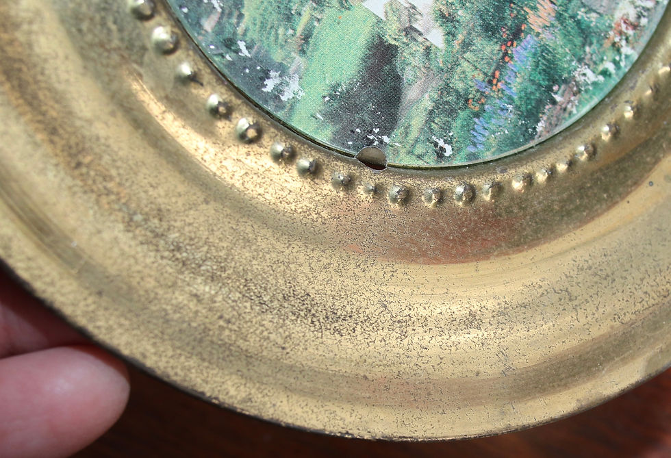 Thumbnail: Preloved Vintage Brass Wall Plate, Cottage Scene Display Plate