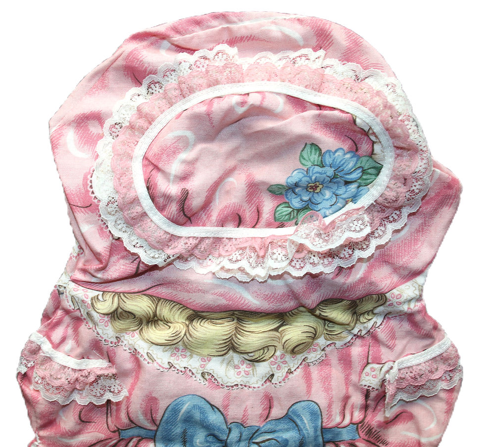 縮圖：Preloved Victorian Doll Girl with Teddy Cushion Cover Fabric Pattern