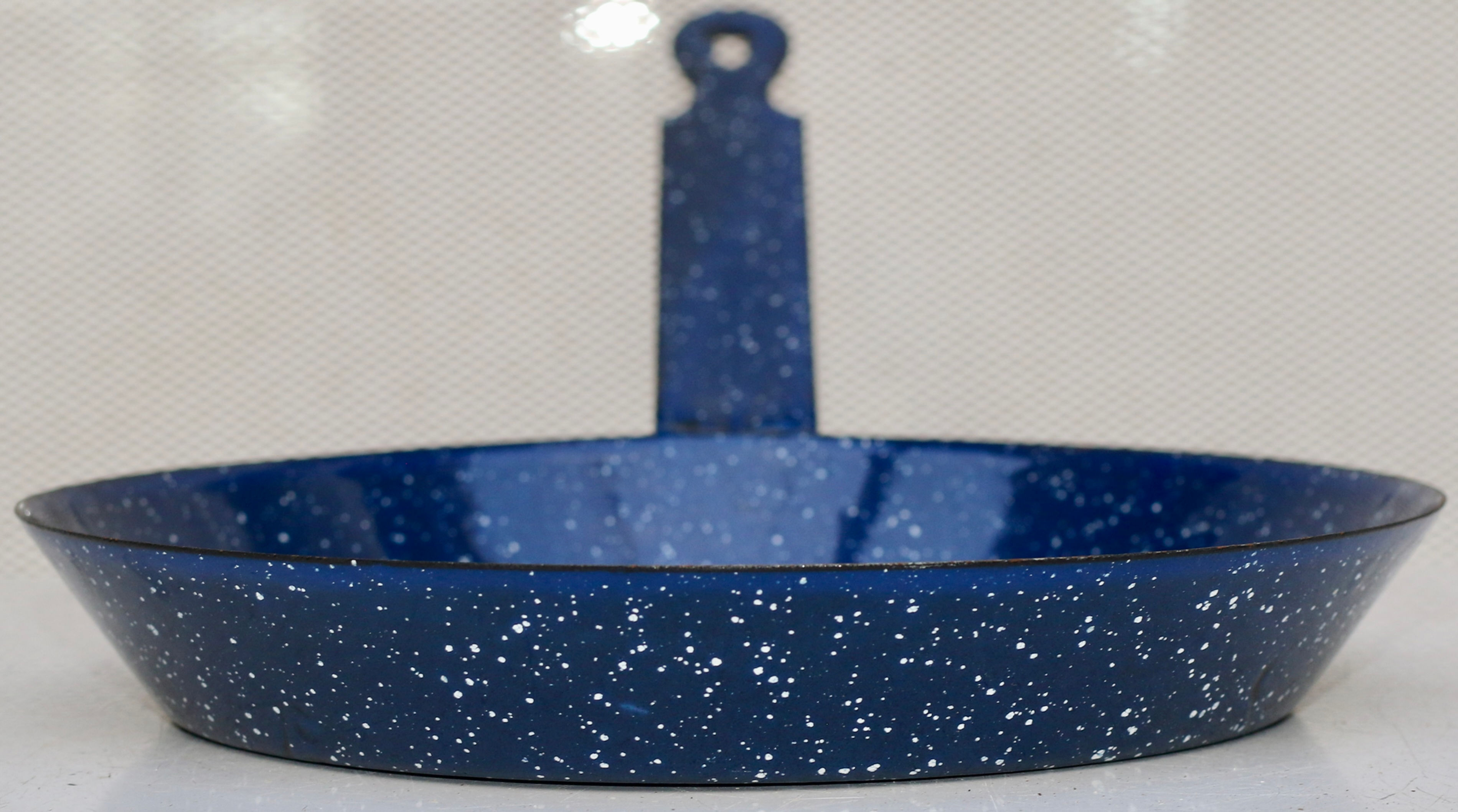 Preloved Enamelware Skillet Pan, Speckled Blue Frying Pan