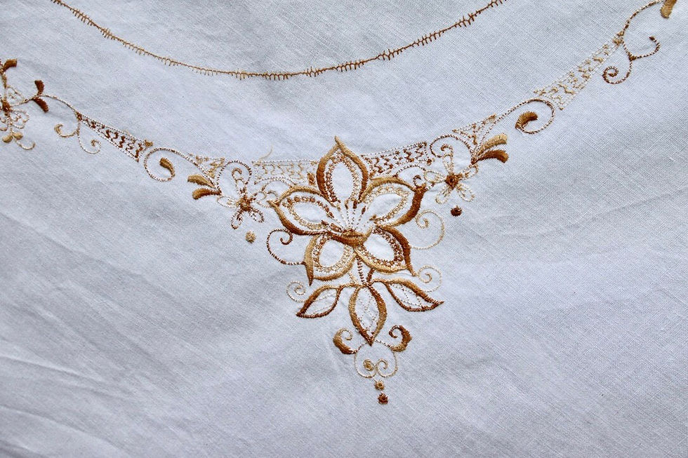 Preloved Embroidery Tablecloth, Embroidered Tablecloth, Floral Tablecloth