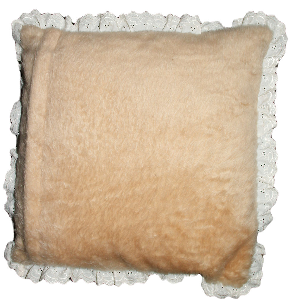 縮圖：Preloved Embroidered floral cushion with ruffle edges.