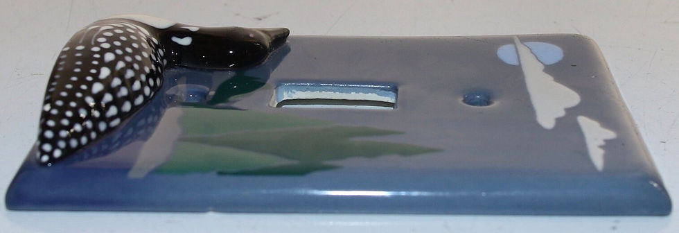 Miniature : Preloved Ceramic Duck Switch Plate, Ceramic Duck Power Plate, Ceramic Duck Light