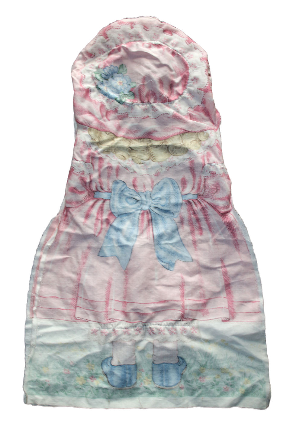 縮圖：Preloved Victorian Doll Girl with Teddy Cushion Cover Fabric Pattern