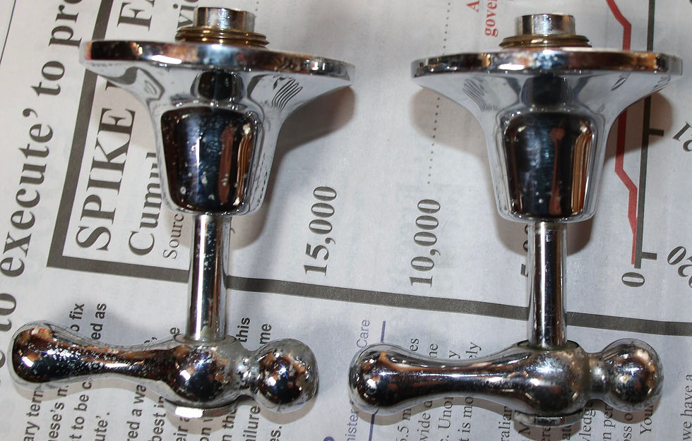 Miniature : Preloved Vintage metal taps with spout and copper connector pipe - Metal Tapware
