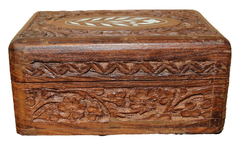 Miniature : Preloved Small Wooden Box, Carved Box