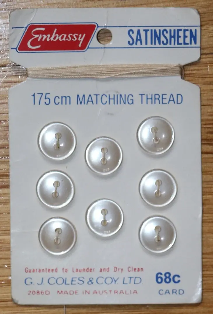 Vintage Embassy SatinSheen Vintage Buttons , On original packaging
