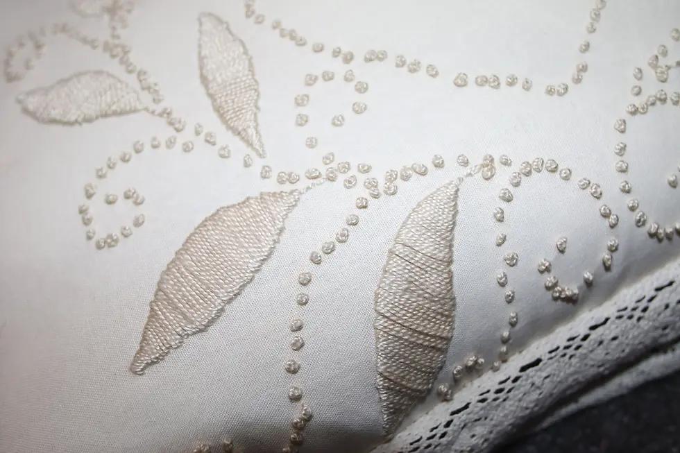 Thumbnail: Preloved Beaded Cushion, Love Heart Cushion, Needlework Cushion