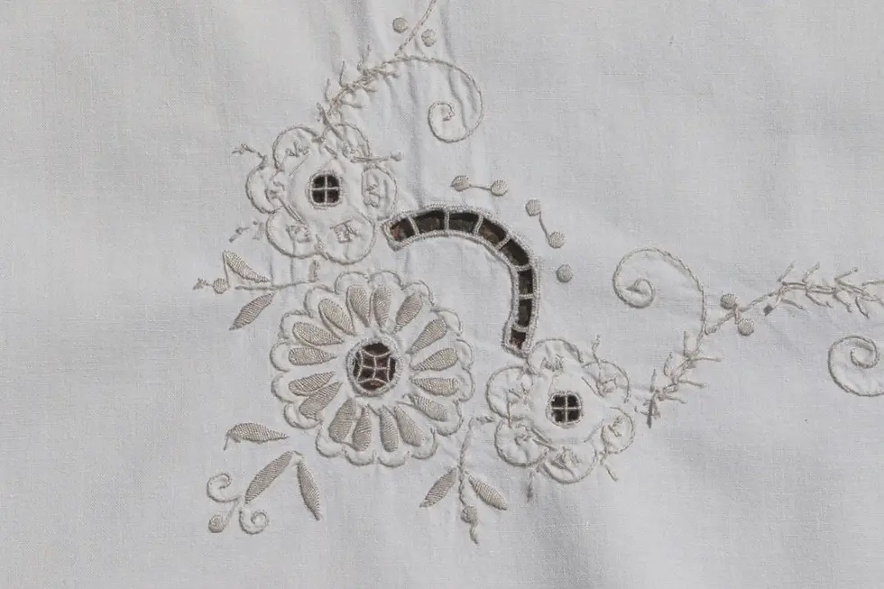 縮圖：Preloved Hardanger Floral Tablecloth, Hardanger Embroidery , Hardangersøm