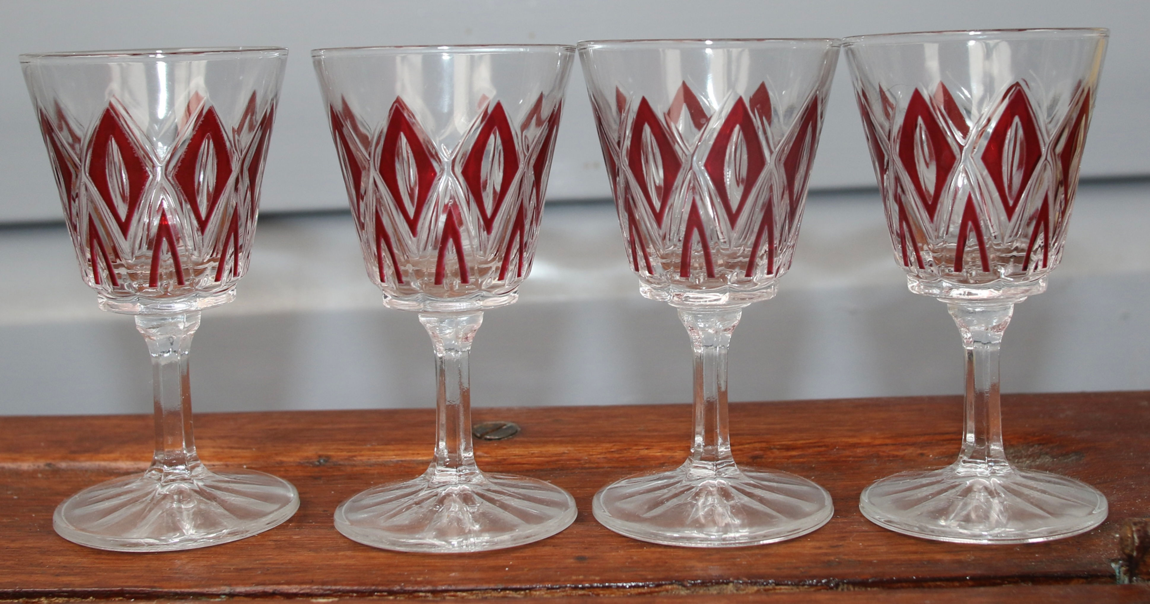 Preloved VMC Reims France Liqueur Port Sherry Glasses - 4 Pieces Liquor Set