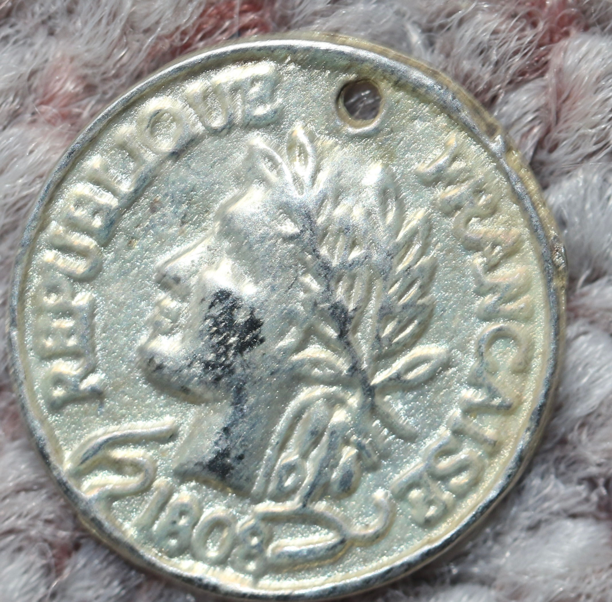 Preloved Vintage French Republic Coin Pendant